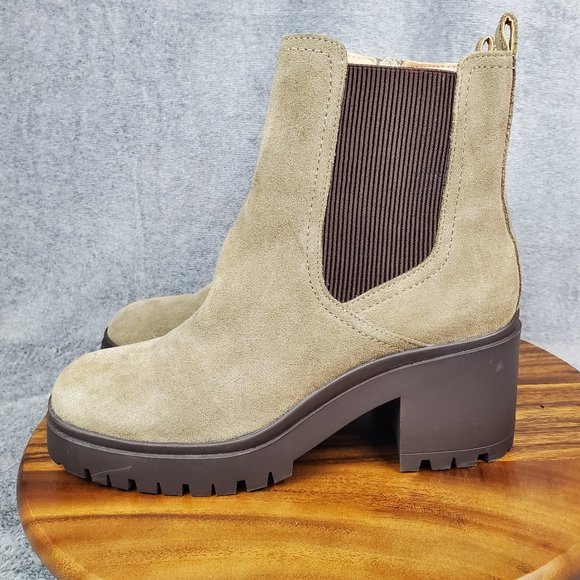 Blondo Boots Womens 11 M Beige Suede Leather Chelsea Side Zip Waterproof Booties - Picture 3 of 10